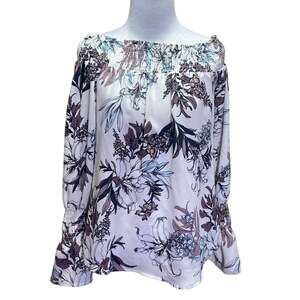 Veronica M Floral Off Shoulder Floral Blouse Bell Sleeves Size XS